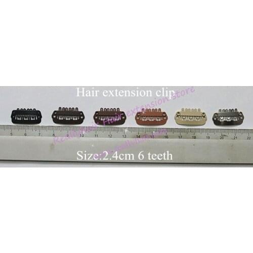 Free shipping100pcs Black 2.4cm 6teeth hair snap wig clips for machine wefted/weaving extensions professional salon accessories