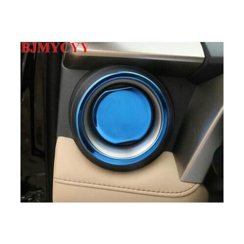 BJMYCYY Stainless Steel Air Outlet Cover Trim Ring Car Decoration AC Air Vents Cover Sticker 4pcs For Toyota RAV4 2014-2017