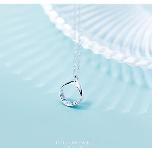 Colusiwei Simple Irregular Circle Short Necklace for Women 925 Sterling Silver White Gold Color Choker Necklace Fashion Gift