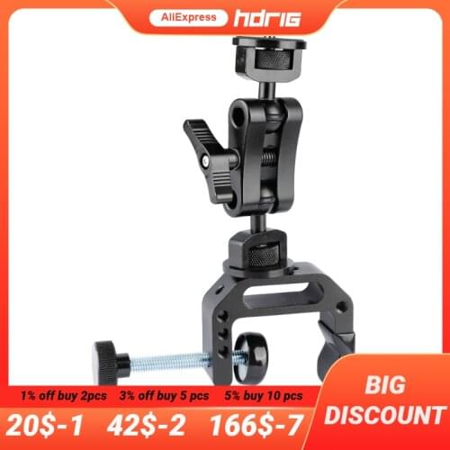 HDRIG Universal C Clamp Desk Mount Ball Head Extension Arm Double-ended 1/4"-20 Screw Adapter for Monitor Accessory