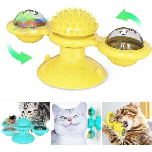Cat Windmill Toy Funny Massage Rotatable Cat Toys With Catnip LED Ball Teeth Cleaning Pet Products for Dropshippings