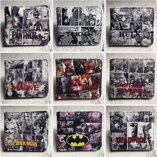 Disney Avengers Comic Edition Short PU Wallet Captain America Spider-Man Short Wallet Boy Gift Wallet for Men