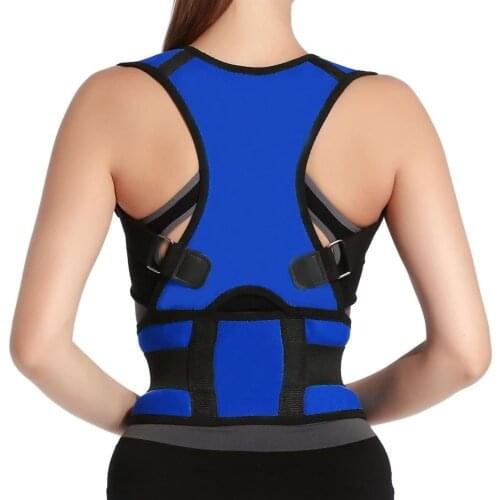 Lightweight Back Neck Shoulder Brace Support Upper Back Pain Relief Posture Corrector Strap for Cervical Spine Size XXL Blue