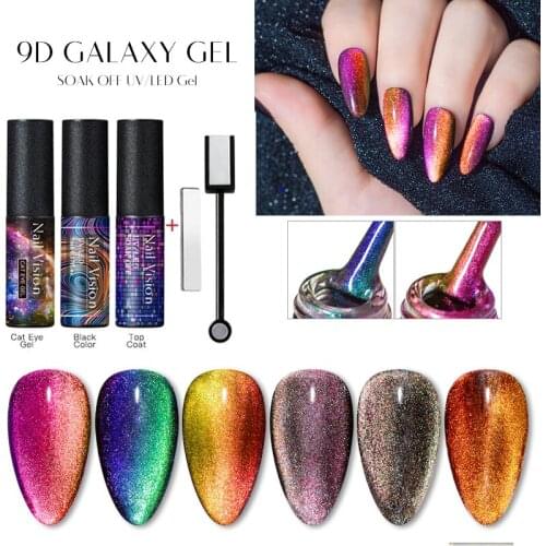 9D Cat Eye Magnetic Nail Polish Gel Soak Off UV LED Nail Varnish Lacquers Shiny Glitter Beauty Design Cat Polishes