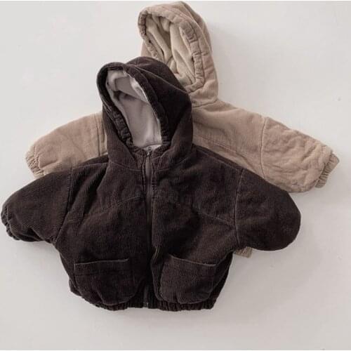 2021 Fashion Winter Korean Baby Boys Girls Fleece Jacket High Quality Corduroy Kids Warm Outerwear Velvet Children Coat