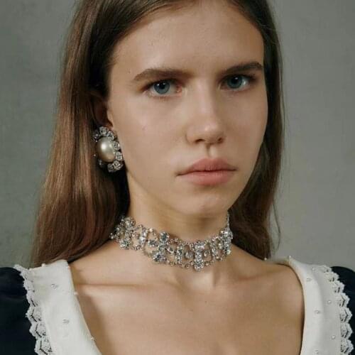 JIJIAWENHUA New Trend Womens Sparkling Rhinestone Sexy Necklace Fashion Statement Jewelry Necklace Accessories