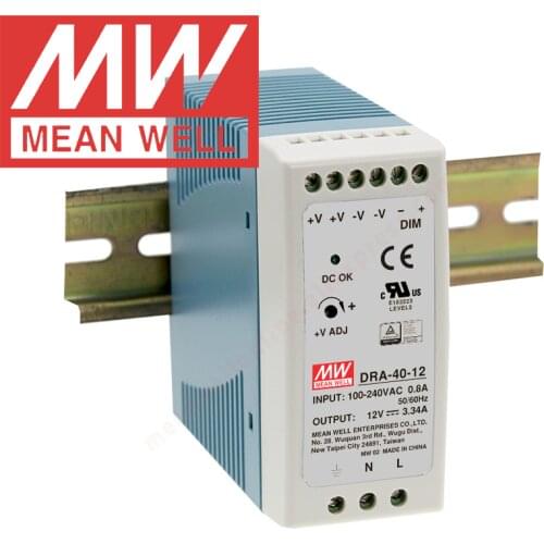 Original Mean Well DRA-40-12V/24V meanwell DRA-40 Series DIN Rail 40W Single Output Switching Power Supply