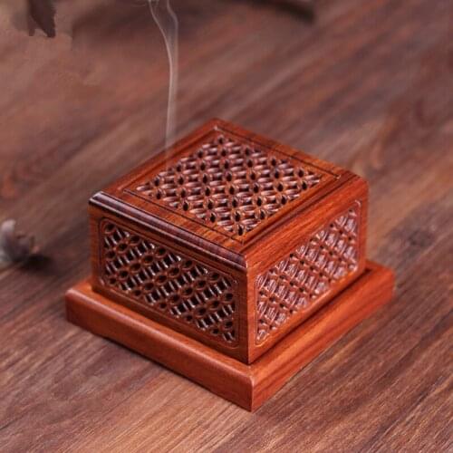 Chinese Style Zen Incenso Burners Incense Holder Aroma Burner Rosewood Carving Lying Censer Classical Hollow Tea Culture Quality