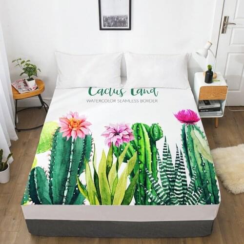Elastic fitted sheet bed sheet With An Elastic Band 150/180/200/160*200 Mattress Cover Double Bed cover Nordic Succulent cactus
