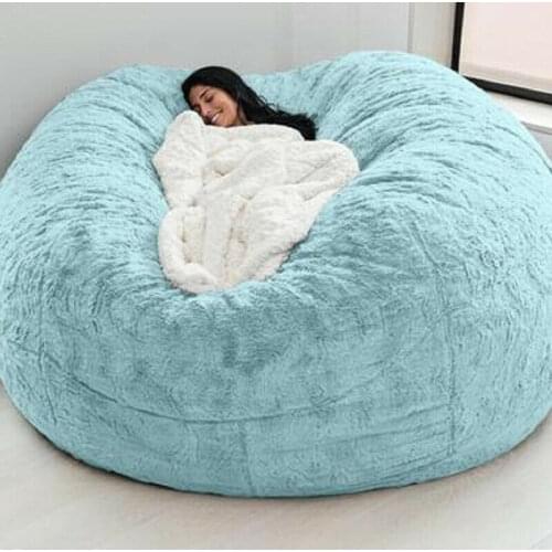 7ft Giant Fur Bean Bag Cover Soft Fluffy Fur Portable Living Room Sofa Bed Cover Only