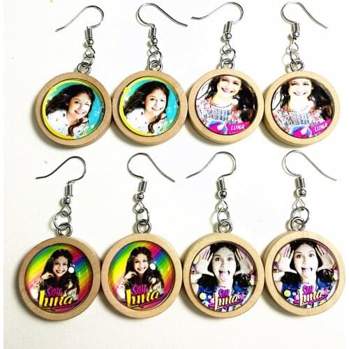 1pc Soy Luna earrings Wood Tray Cabochon Glass Cabochon Drop Earrings For girls party gift