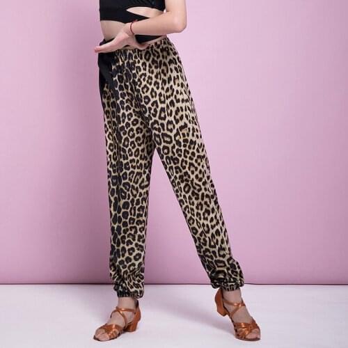 Latin Dance Leopard Print Pants Kids Dance Practice Clothes Girls Rumba Tango Samba Salsa Cha Cha Dance Training Trousers VO1341