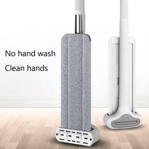 House Cleaning Squeeze Floor Mop Wash Flat Cleaner Hand Free Mop Pads Refills Easy Self-Wringing Wet and Dry Use Reusable