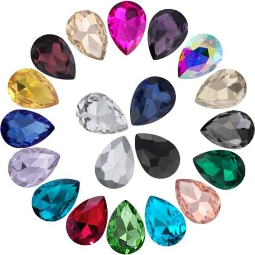 Glass Crystal Pointed Bottom Rhinestone DIY Jewelry Findings Drop Shaped Loose Bead 20pcs/lots