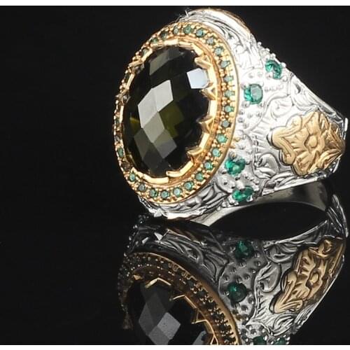 Zircon 925 Silver Traditional Handmade Turkish Ring Luxury Lion Engraving Quality Best Craftman Jewelry Gift for Women Men