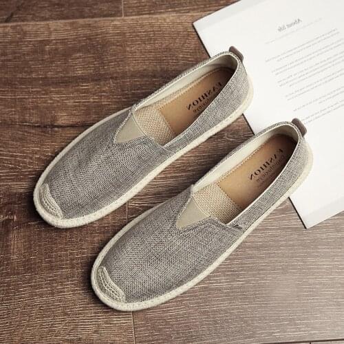 New Breathable Linen Casual Mens Shoes Cloth Shoes Canvas Summer Leisure Flat Fisherman Driving Shoes walking
