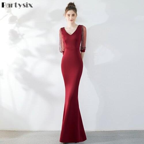Partysix Half Sleeve Beading Long Bridesmaid Dress YIDINGZS New Werdding Party Formal Dress