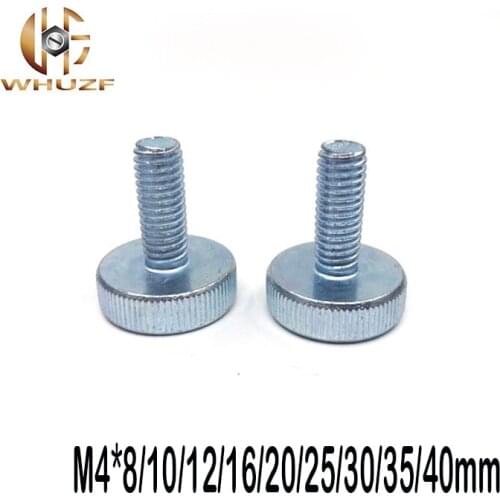 10Pcs DIN653 GB835 M4*8/10/12/16/20/25/30/35/40mm Knurling Flat Head Knurled Thumb Screw Hand Tighten Computer Screws