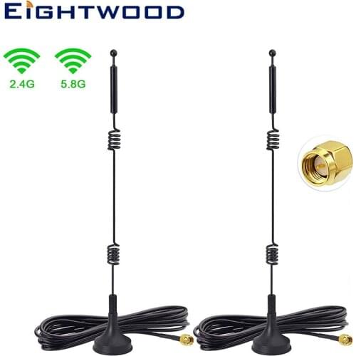 Eightwood 2pcs SMA Male WiFi Antenna-WiFi Vedio Security Surveillance Recorder Truck Rear View Backup Camera Reversing Monitor