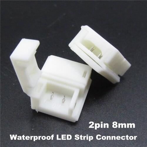 Waterproof LED Strip Free Welding Connector 2pin 8mm For 3528 / 2835 LED Strip 10pcs/lot