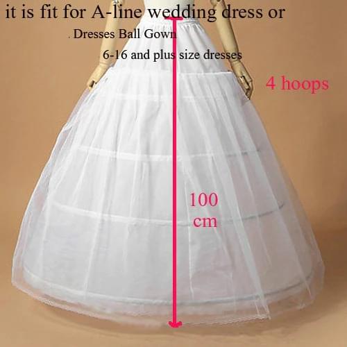 Jupon White 4 Hoops Petticoats For Wedding Dress Ball Gown Plus Size Bride Petticoat 4 Circles One Layer Tulle Underskirt