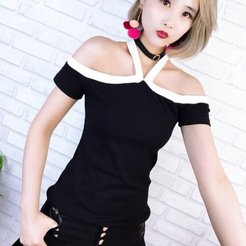 Camisetas Mujer Tee Shirt Femme Tshirt Women Off Shoulder Top Summer Tops 2019 T Shirt Striped Korean T-shirt Camiseta Feminina