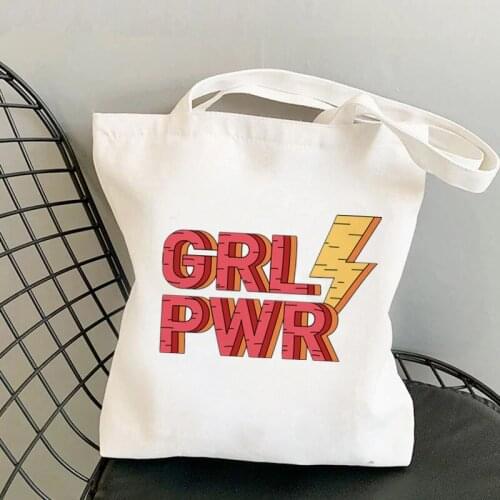 Shopper GIRL POWER lightning Kawaii Bag Harajuku women Shopping Bag Canvas Shopper Bag girl handbag Tote Bag Shoulder Lady Bag