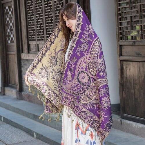Ethnic Style Autumn Winter New Cotton Women Scarf Classic Floral Printing Scarves Foulard Girl Shawls Ladies Travel Blanket