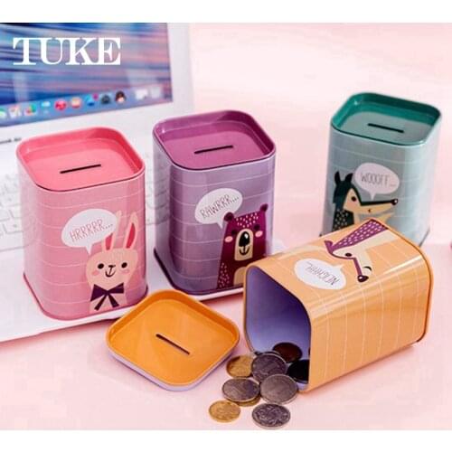 Giraffe Animals Tinplate Piggy Bank Coin Money Box Birthday Gift Children Toy Money Safe Home Decoration Accessories Random