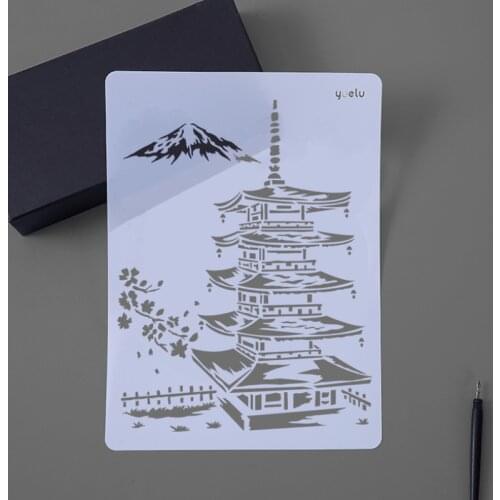 1pc Stencils Houses Painting Template DIY Scrapbooking Coloring Diary Photo Album Decorative Office School Supplies Reusable