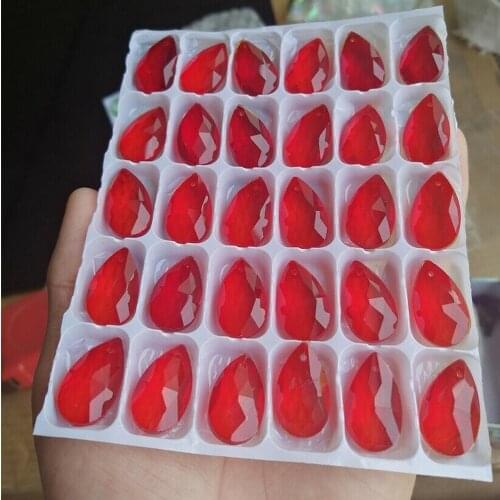 10 PCS Faceted Prism Red 20mm Drop Crystal Suncatcher Chandelier Pendant Bead DIY Accessories Jewelry Beads