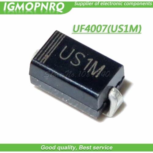 100PCS SMD US1M UF4007 1A/1000V SMA fast recovery diode rectifier New Original