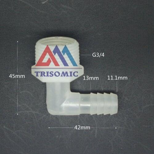 11.1mm*G3/4 Elbow screw thread type Connector Tube Joiner Material PP Plastic Fitting Tank Airline acid and alkali resistant