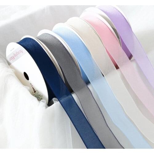 25MM 20Yards Various color Silk ribbon Organza Ribbon Wholesale gift wrapping decoration Christmas silk ribbons lace fabric