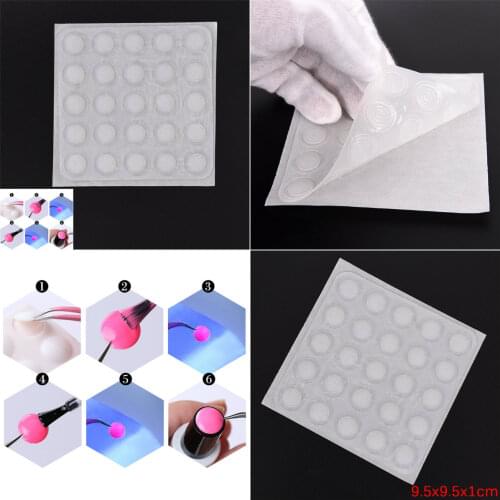25pcs White Silicone Label Sticker Gel Polish Color Button UV Gel Color Adhesive Paster Manicure Nail Art Tool