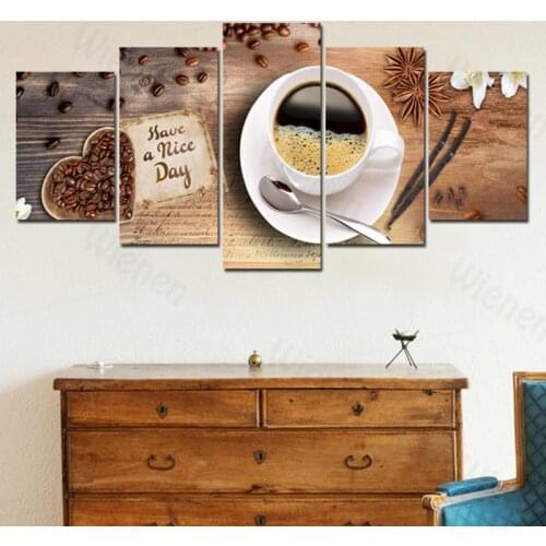 5 Pieces Coffee Modern Canvas Paintings Wall Decor Picture For Bedroom Kitchen Coffee Canvas Painting Oil Art Poster Home Decor