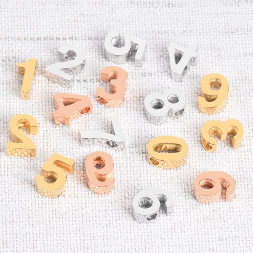 5Pcs/lot Stainless Steel High Polished pendant DIY for necklace bracelet Charms 1 to 9 Number Jewelry Finding