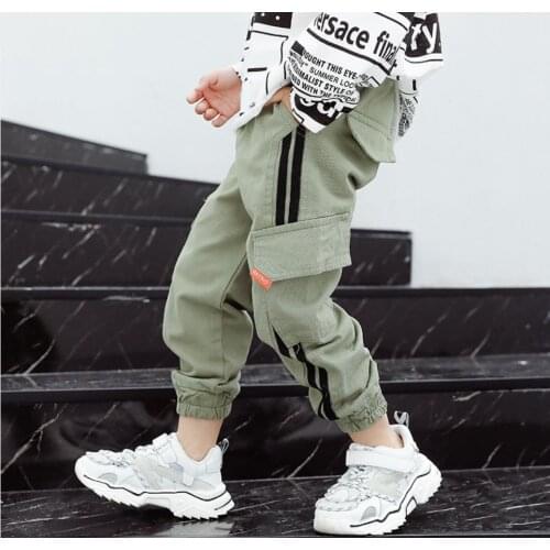 Boys pants spring&autumn 2020 new childrens pants kids casual pants overalls khaki army green baby boy tide trousers for 2-8 y