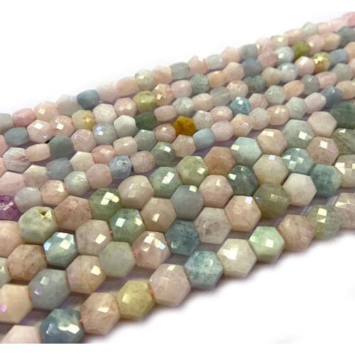 4-6mm Natural Morgan Beads Hexagon Geometric Shape DIY Loose Stone Beads For Jewelry Making Beads Accessories For Women Gift