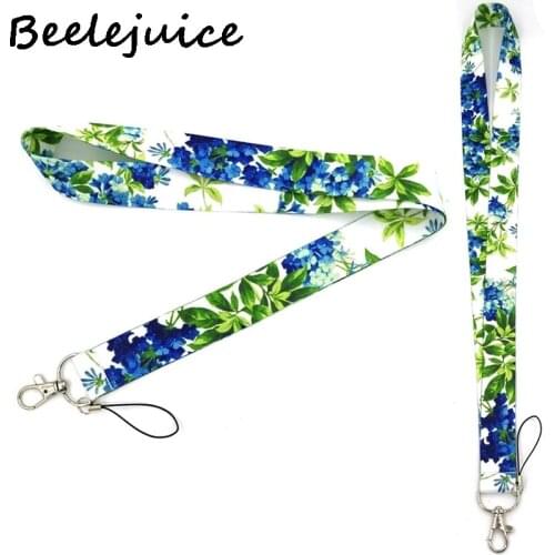 24pcs Green Blue Flowers Neck Strap Lanyard keychain Phone Strap ID Badge Holder Rope Key Chain Keyrings cosplay Accessory Gift