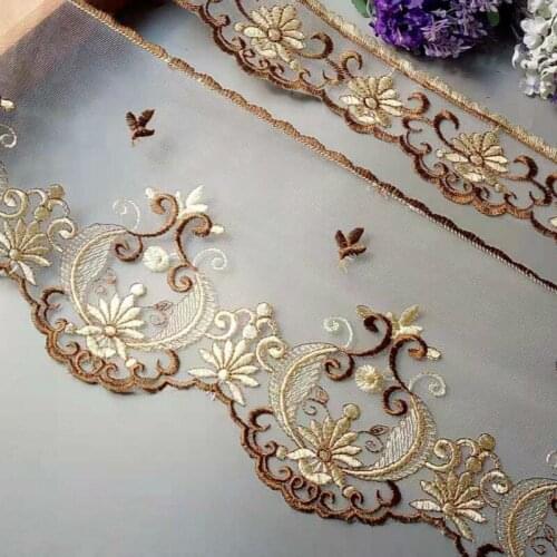 2 yards 160 mm 50 mm Flower Lace Ribbon Trim for Sofa Cover Curtain Trimmings Embroidery DIY Applique Chocolate