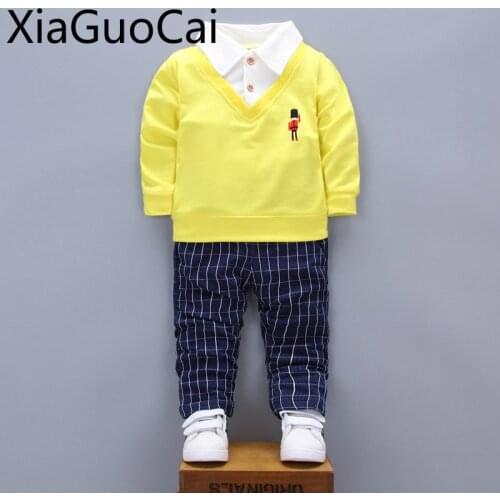 Childrens Suit Unisex Shirts Spring and Autumn Cotton Toddler Clothes Sets Baby Long-sleeved Kids Clothes Sets Pants