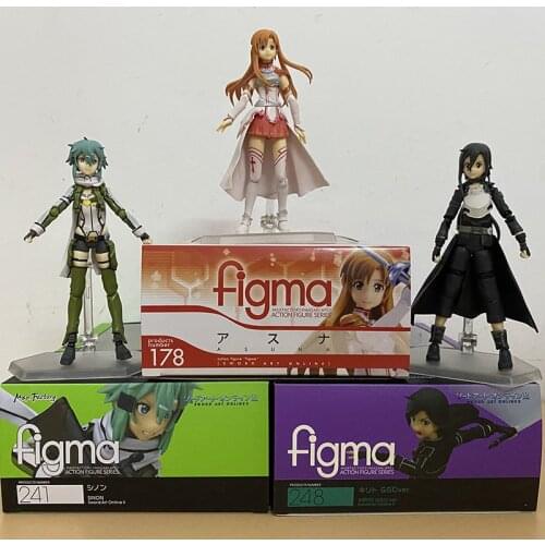 Sword Art Online Figure Figma Kirito Kazuto 174 Asuna 178 Sinon Asada Sao 241 Action Figurine Collectable Model Toys Gift