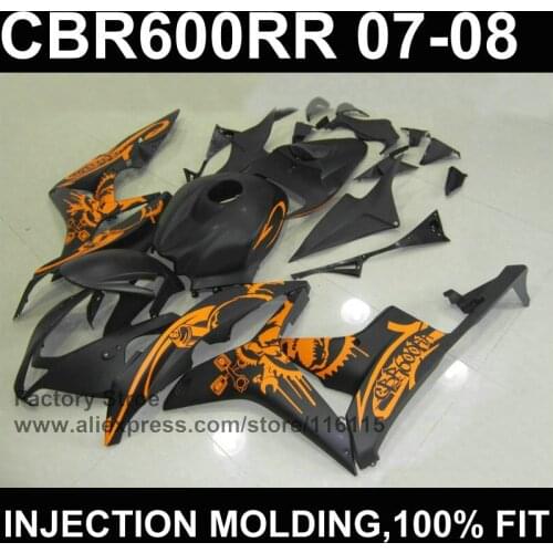 Black orange fairing kits Injection mould fairing for HONDA CBR 600 RR 2007 2008 cbr600rr 07 08 ABS plastic fairing part