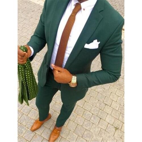 Handsome One Button Dark Green Groom Tuxedos Notch Lapel Mens Prom Party Dress Busienss Suit (Jacket+Pants+Tie) W:334