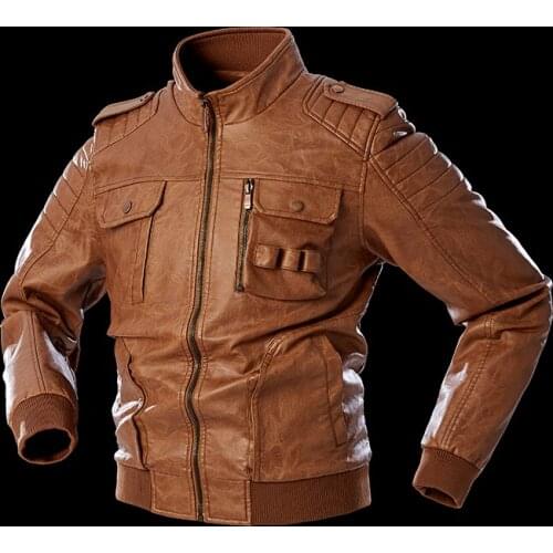 Man Tactical PU Leather Jacket Men Warm Autumn Coat Slim Fit Motorcycle Male Winter Fleece Windproof Jacket Fashion Overcoat