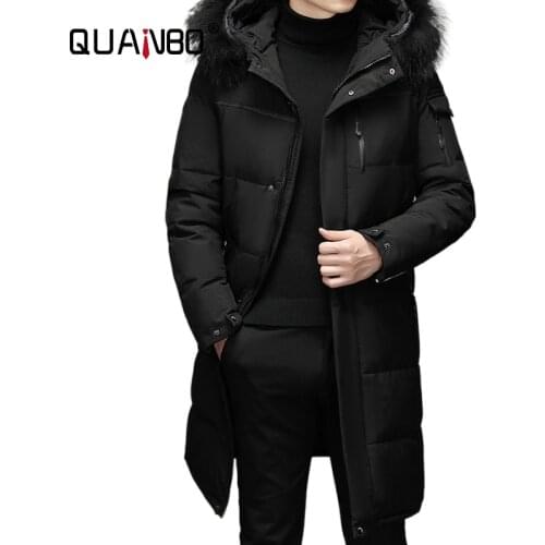 Mens Thickened Down Jacket Winter Warm Down Coat 2021 New Men Fashion Long White Duck Hooded Down Parkas Plus Size 5XL