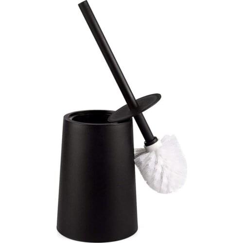 BIFI-Toilet Brush and Holder Set, Toilet Bowl Brush with Holder Black for Bathrooms, Modern Design Toilet Brush with Lid Longe