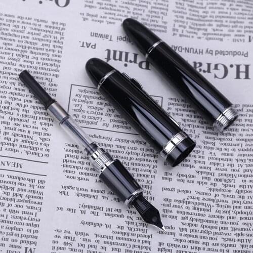 New Jinhao 159 Black And Silver M Nib Fountain Pen Thick