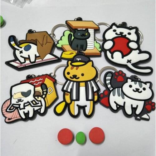 New Game Online Japanese game Neko Atsume PVC pendant keychain lovely cat classic Fashion cosplay Llavero Chaveiro car